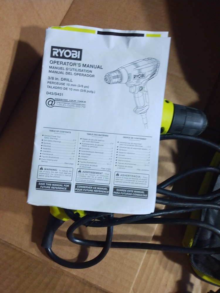 Ryobi 3/8 Inch Corded Power Drill 5.5 Amp Variable Speed Trigger D43K Tested