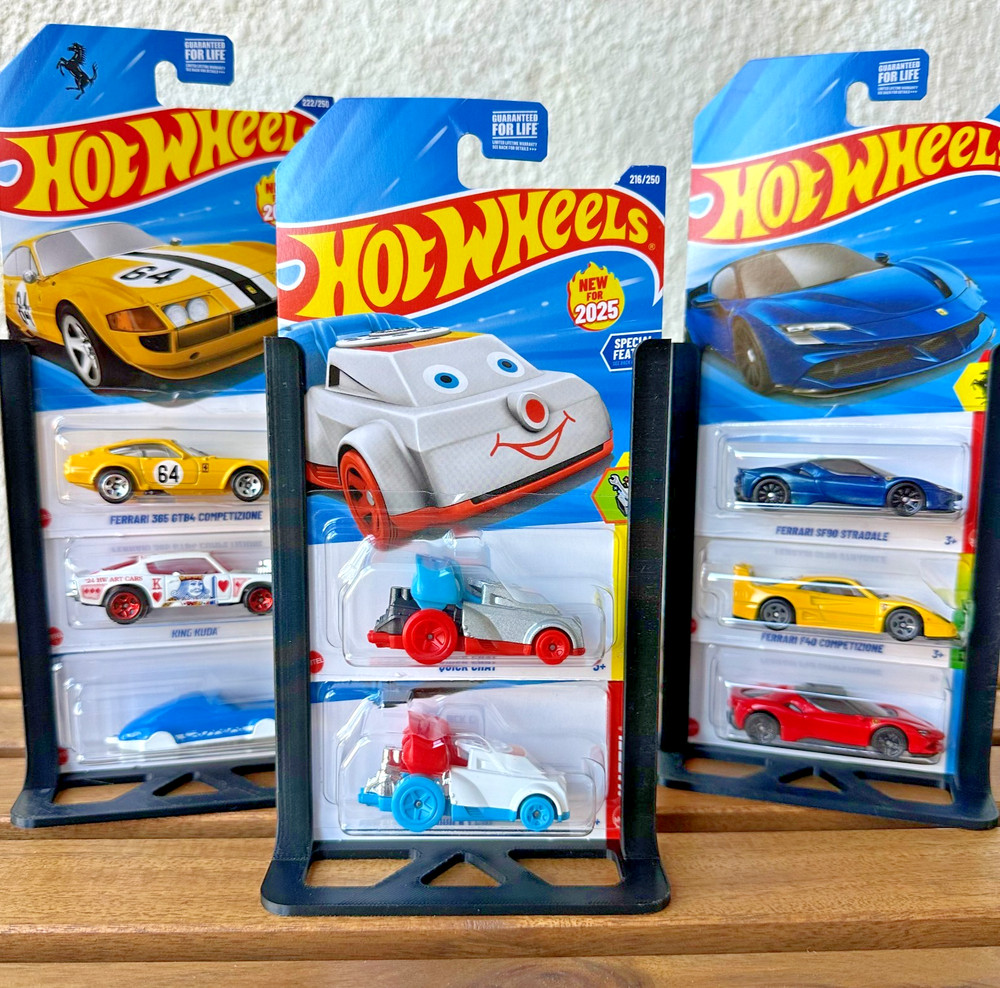 Desktop Display RACK for Hot Wheels Mainline - Vertical 4-Card HOLDER Stand