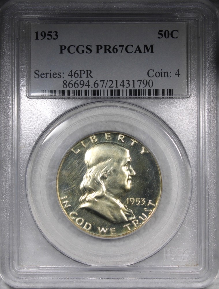 1953 Proof Franklin Half Dollar PCGS PR67 CAMEO