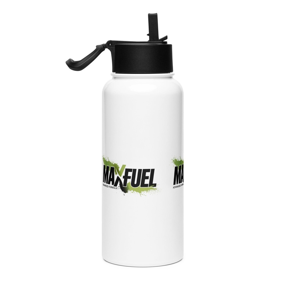 Stainless steel water bottle with a straw lid