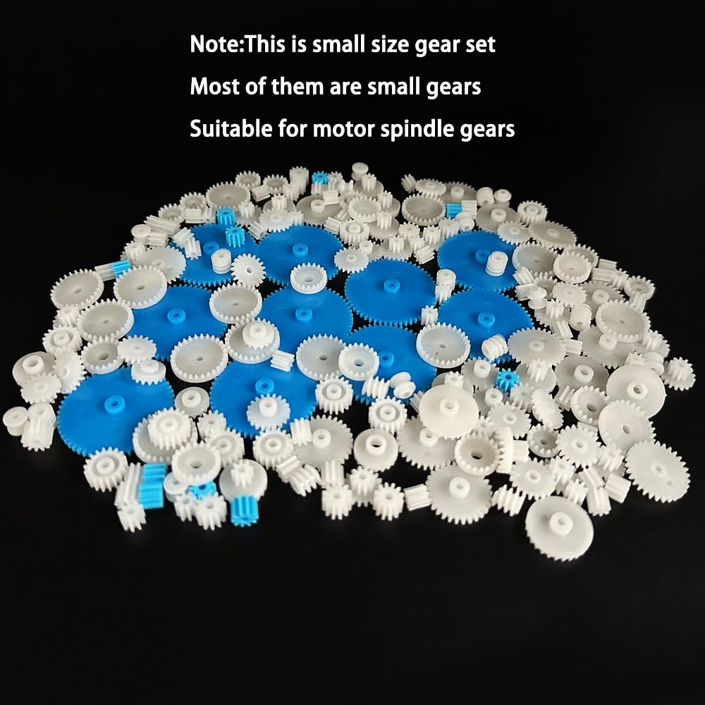 200PCS Module 0.5 Plastic Gear Single Spindle Small White,Blue