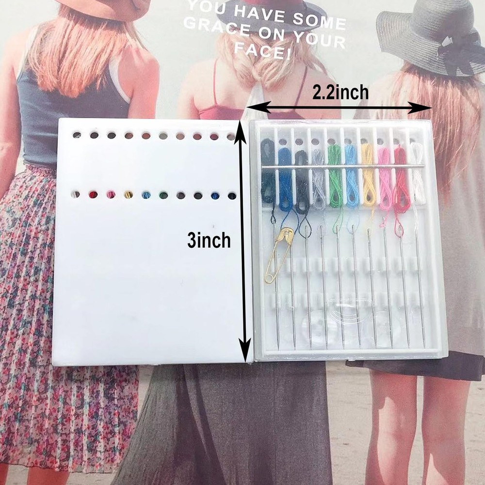 Luckkyme 8 Boxes 80 Pieces Assorted Colors Pre-Threaded Needle Kit Travel...