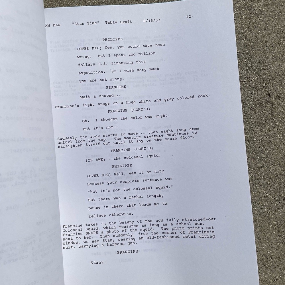 American Dad Scott Grimes Steve Smith 2007 Production Used Table Draft Script