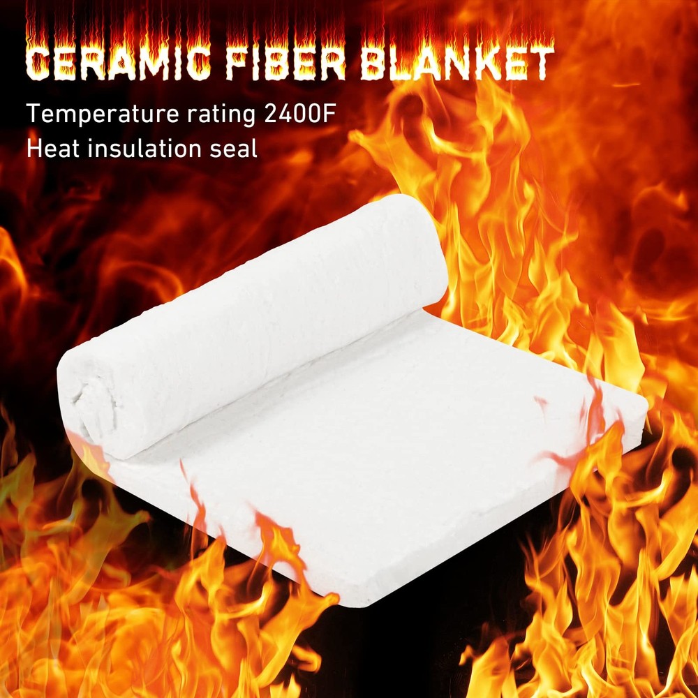 2 Pcs Ceramic Fiber Insulation Blanket High Density 2400F Fireproof Insulatio...