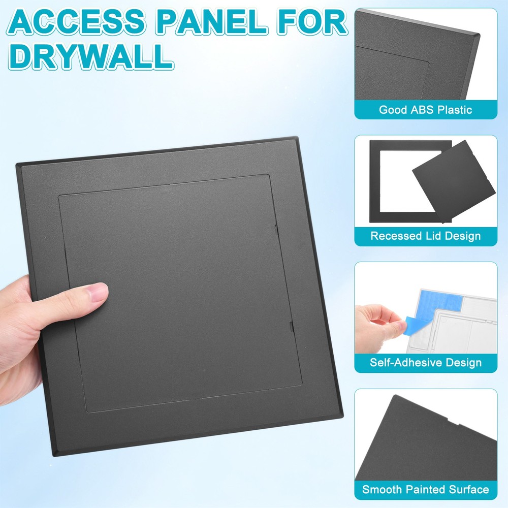 2-Pack Access Panel for Drywall, 6x6" Plastic Removable [Black, Square]