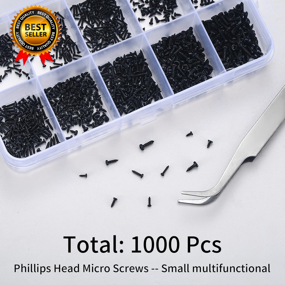 1000 Pcs Small Pan Head Screws Assortment Kit Micro Tiny Electronic Self-Tapping
