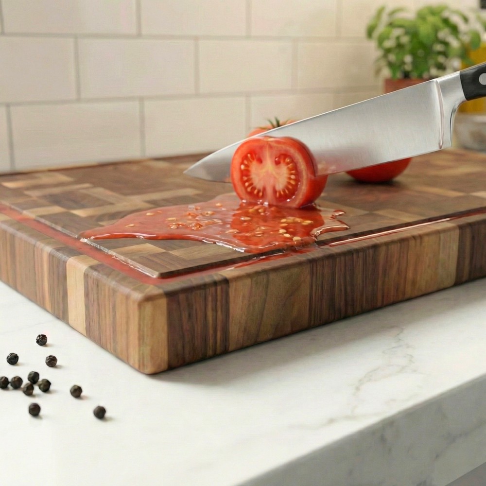 Solid Wood End Grain Walnut Cutting Board, Thick Charcuterie Chopping Block