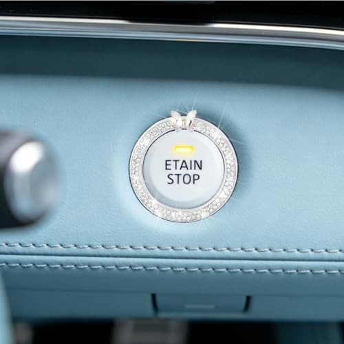 2PCS Bling Butterfly Car Engine Push Start Button Decoration Ring, White