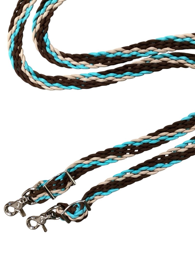 Barrel Reins Flat Braided With Grip Knots