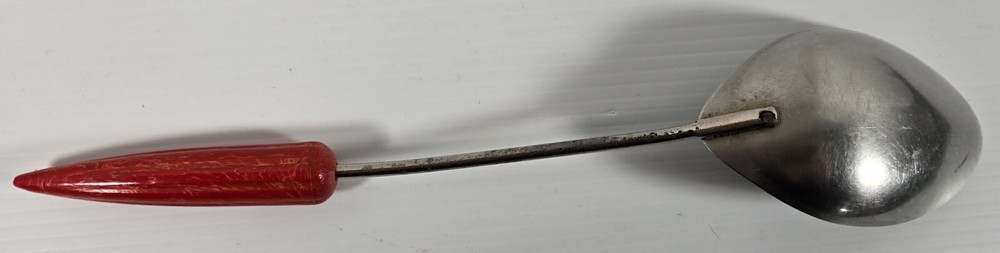 Vtg MICO Stainless Serving Spoon Red Bakelite Bullet Shaped Handle