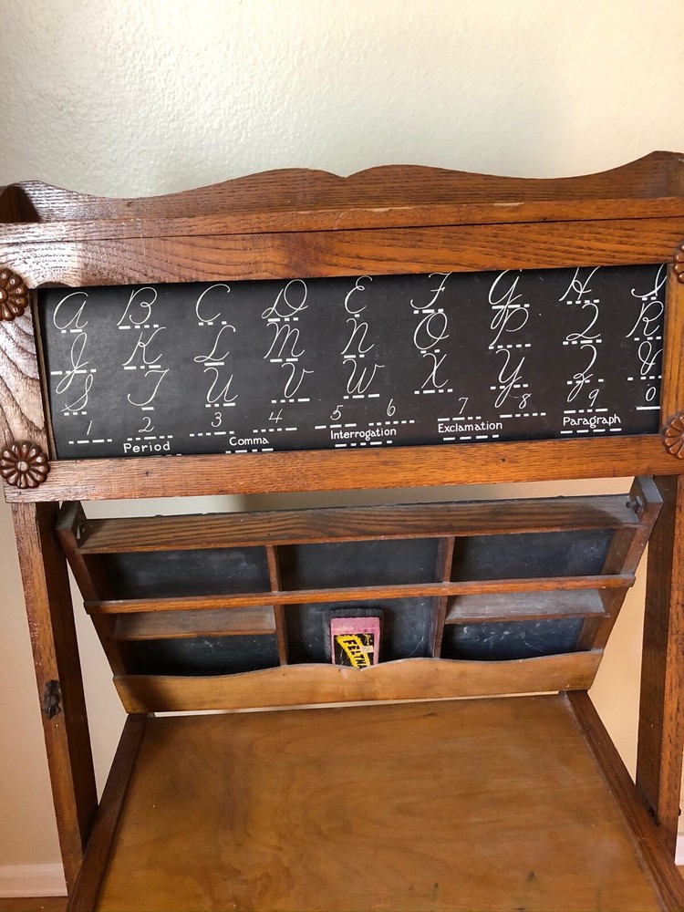 Antique Childs Desk/Easel Solid Oak With Chalk Board