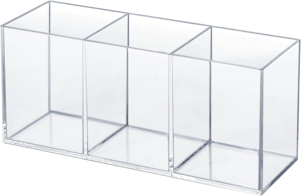 Clear Acrylic Silverware & Pen Organizer Caddy, Transparent Plastic