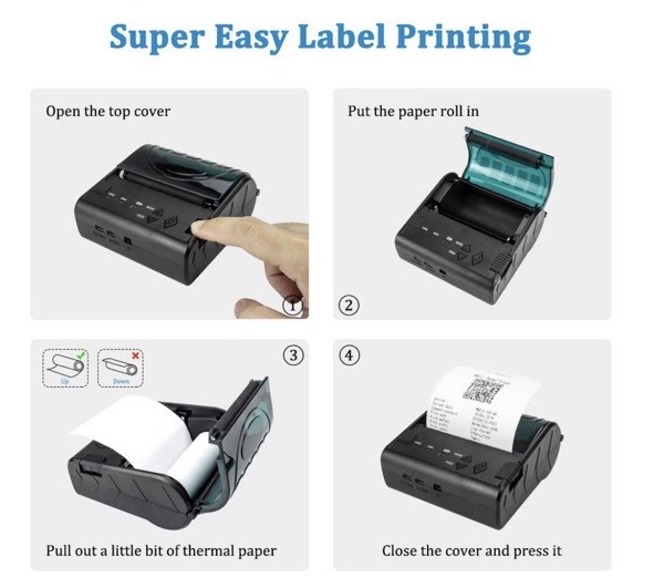 NETUM 80mm Bluetooth Thermal Receipt Printer Wireless POS Android iOS USB Mini