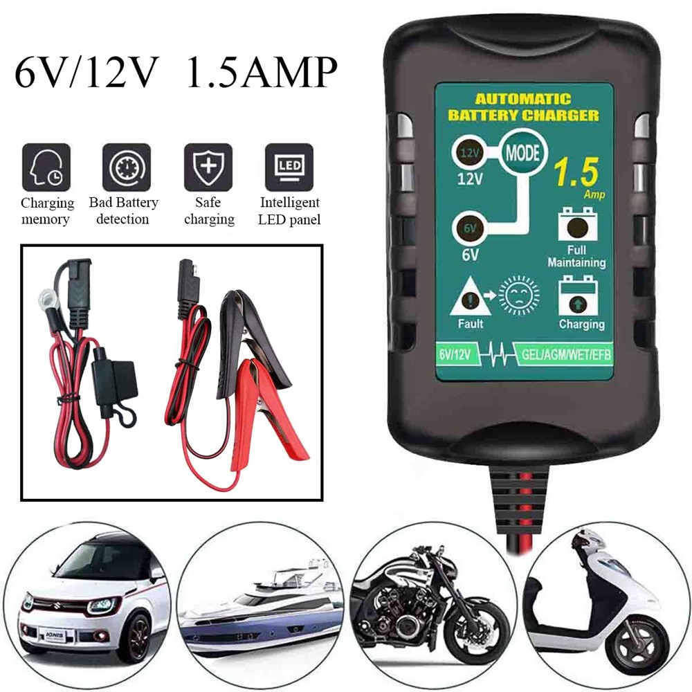 Automatic Battery Charger Maintainer Motorcycle Trickle Float For 6V 12V Battery