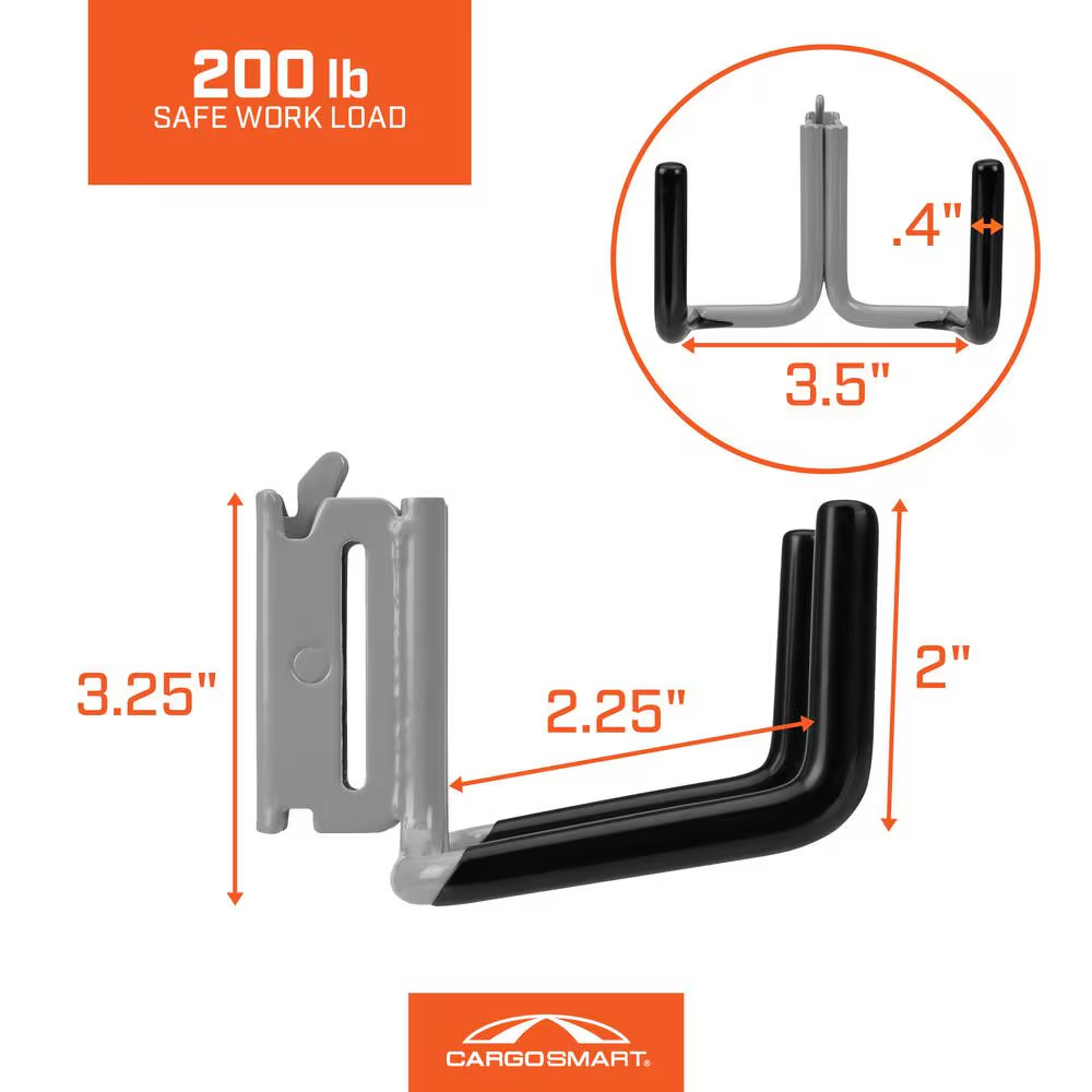 Grey Powder Coated Dual Arm Tool Storage Hook (1-Pack)