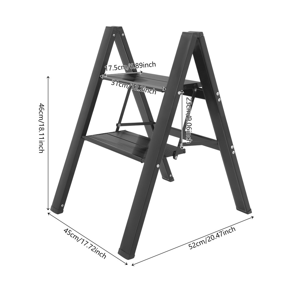 A-shaped Folding 2-Step Ladder Foldable Step Ladder 661.39lbs Load-capacity