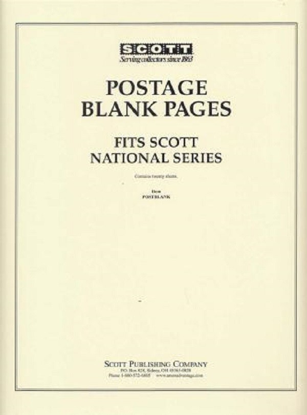 20 Scott National Series Postage Blank Pages  For 3 Ring & 2 Square Post Binders