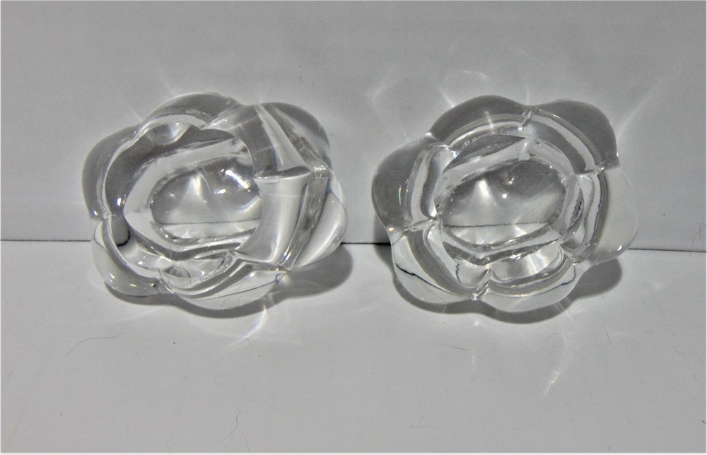 Two Clear Glass Oval Salt Cellars