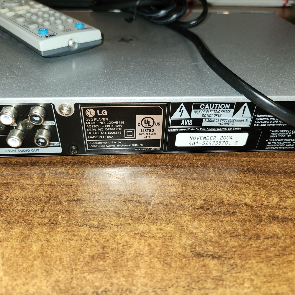 LG LGDVB418 DVD PLAYER W/ WORKING REMOTE