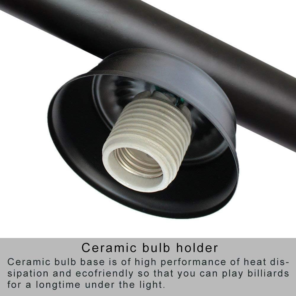 Industrial-Style Pool Table Light - 3 Lights with Adjustable Matte Black Shade