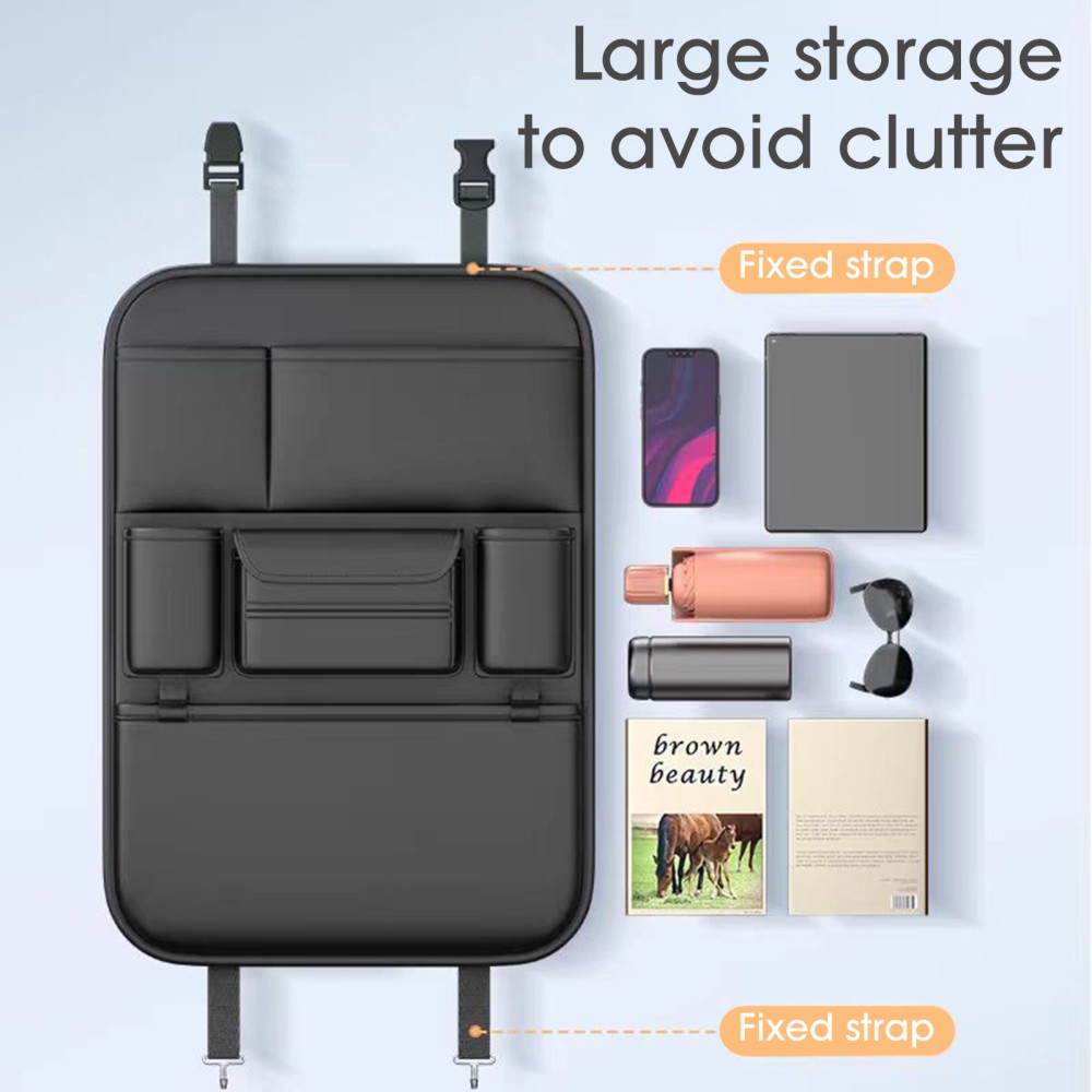 Car Seat Back Storage Bag Organizer PU Leather Multi‑Pocket Hanging Bag Holder