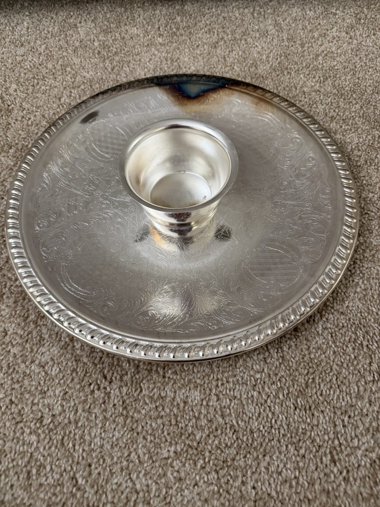 Silver Plated Decorative Platter and Cup Set Made in Italy