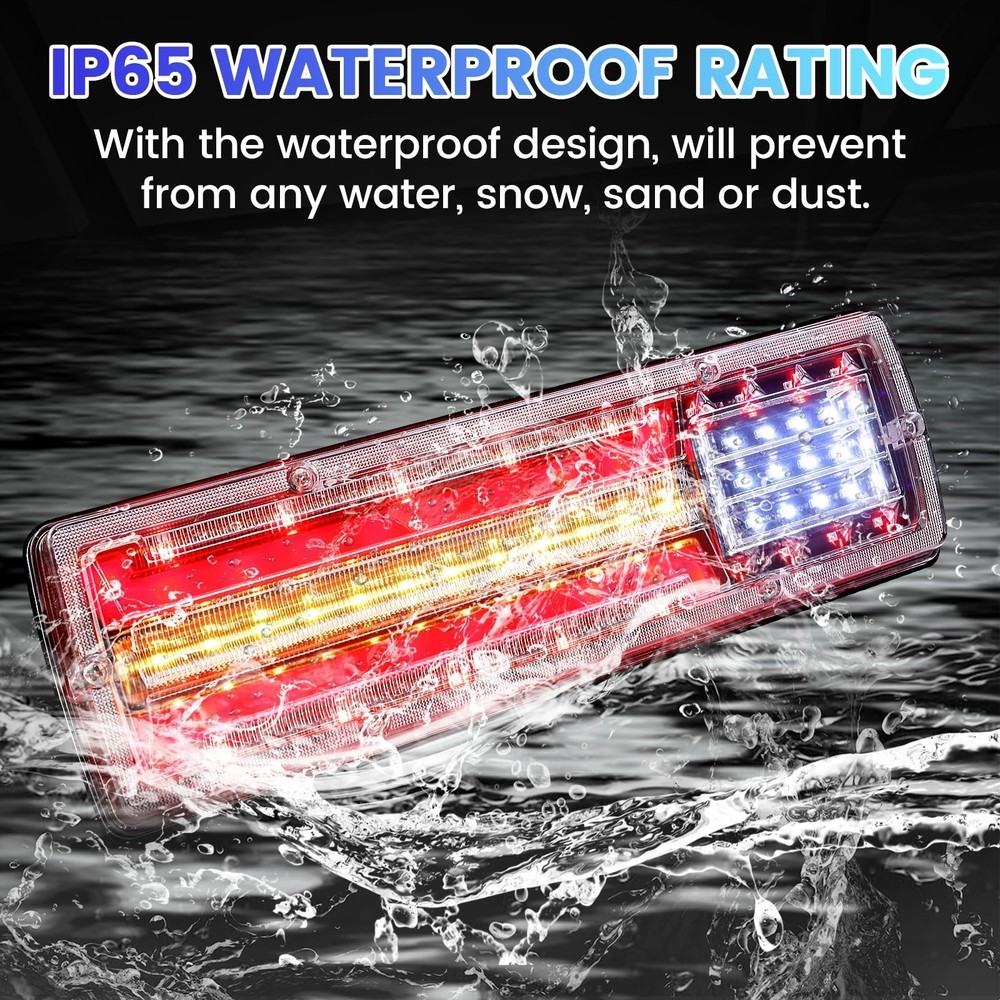 2pcs Turn Signal Brake Reverse Taillight LED Truck Tail Lights Rectangular Tu...