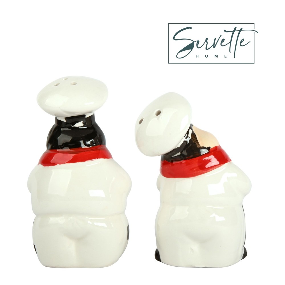 Chef Salt and Pepper Shakers Set Ceramic Kitchen Décor - Full Chef