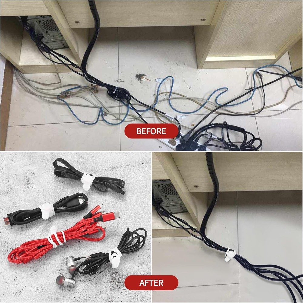 25 Pcs Silicone Cable Ties Reusable Wire Organizer Straps