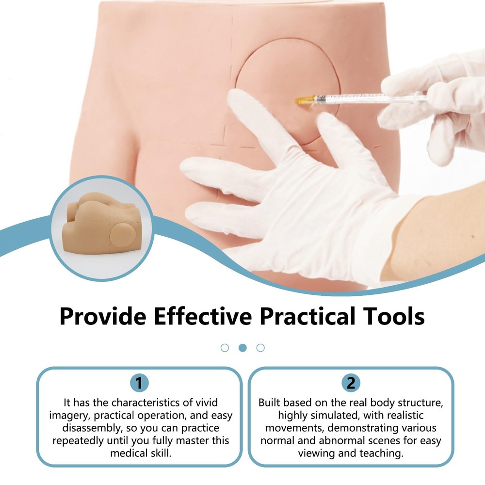 Hip Injection Training Simulator - Reusable Realistic Model, 1:1 Proportion B...