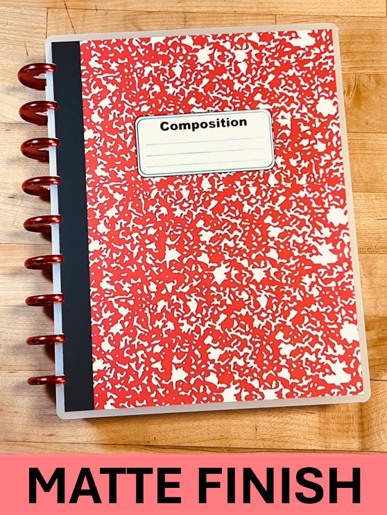 MATTE Composition Red Front & Back Cover Set 4 use with Classic HAPPY Planner~