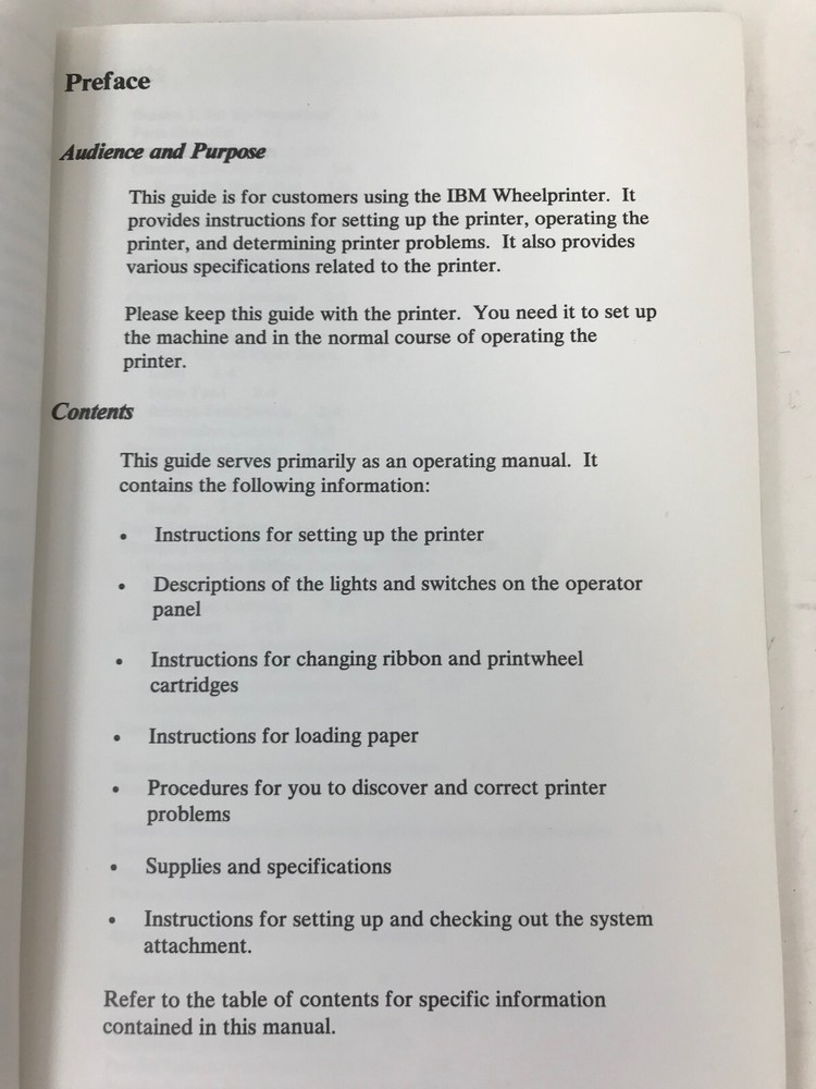 IBM WHEELPRINTER (MODEL 5216) GUIDE TO OPERATIONS MANUAL 8509384