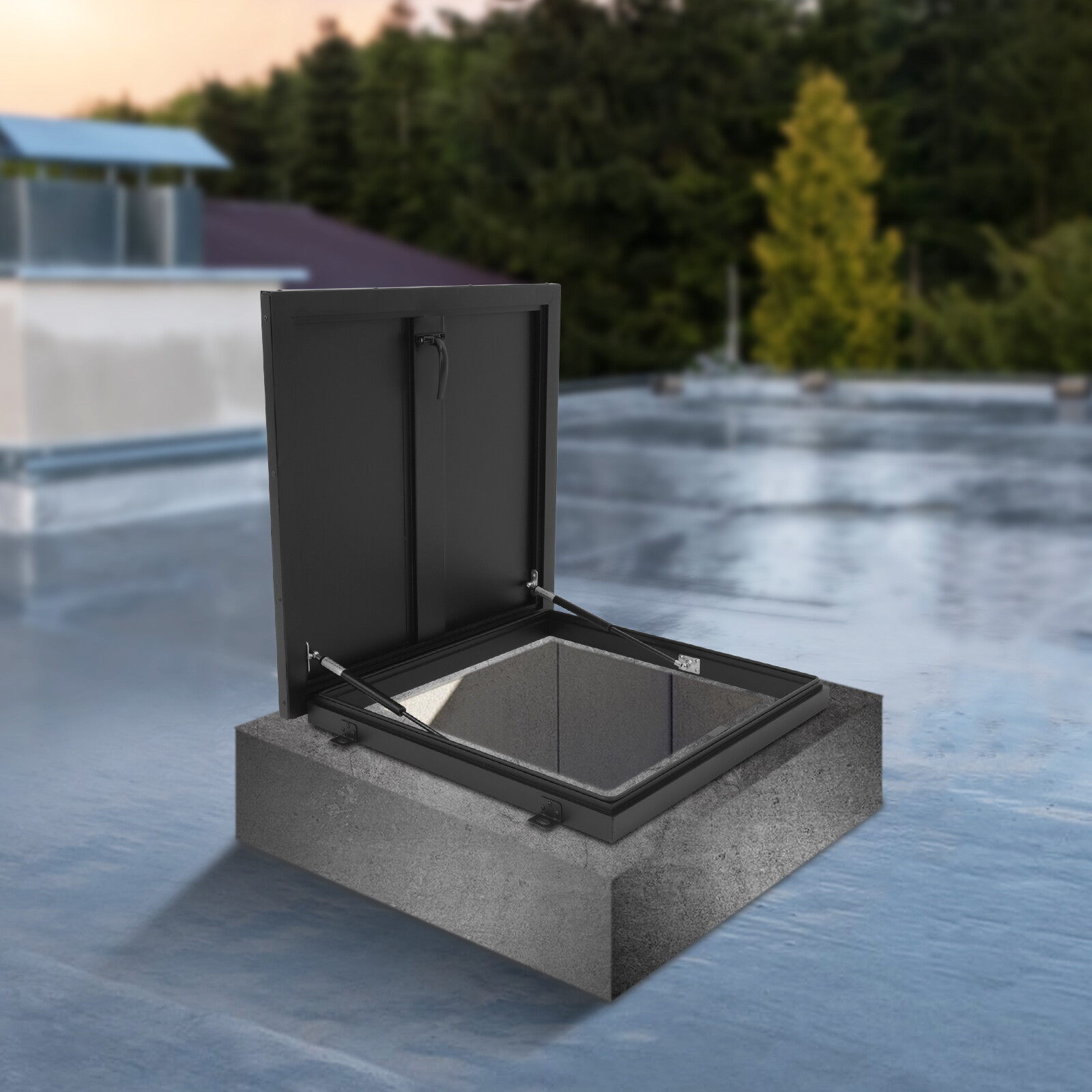 Industrial Galvanized Roof Access Hatch 24"L x 24"W Black