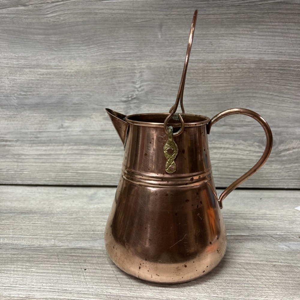 Decorative Turkish Copper Pitcher Kettle 6" Rustic Farm Home Decor (E3)