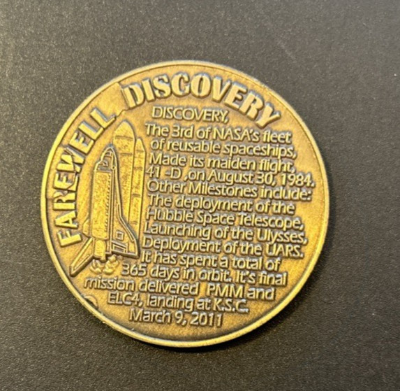 Discovery NASA 2011 Challenge Coin STS-133