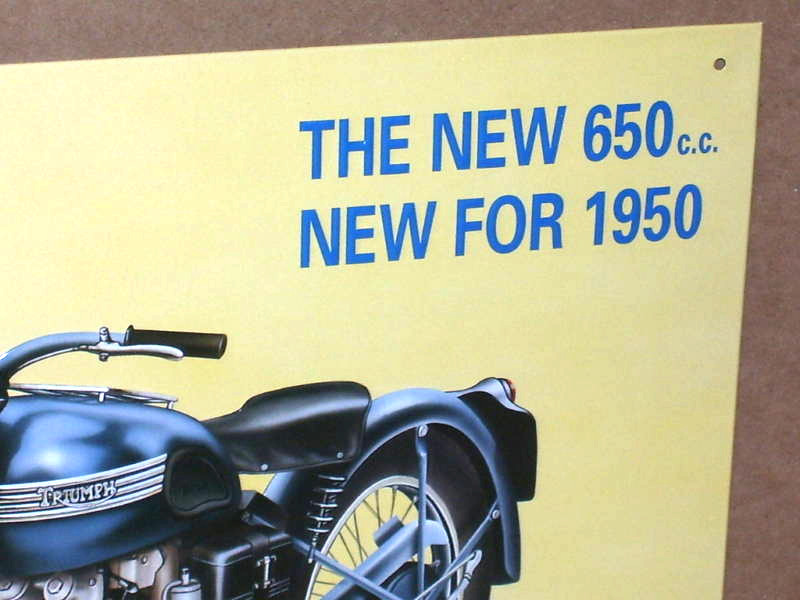 TRIUMPH - 650 Motor --OLD SIGN -Date1993 -SHOWS DETAIL of 1950 Bike / Motorcycle