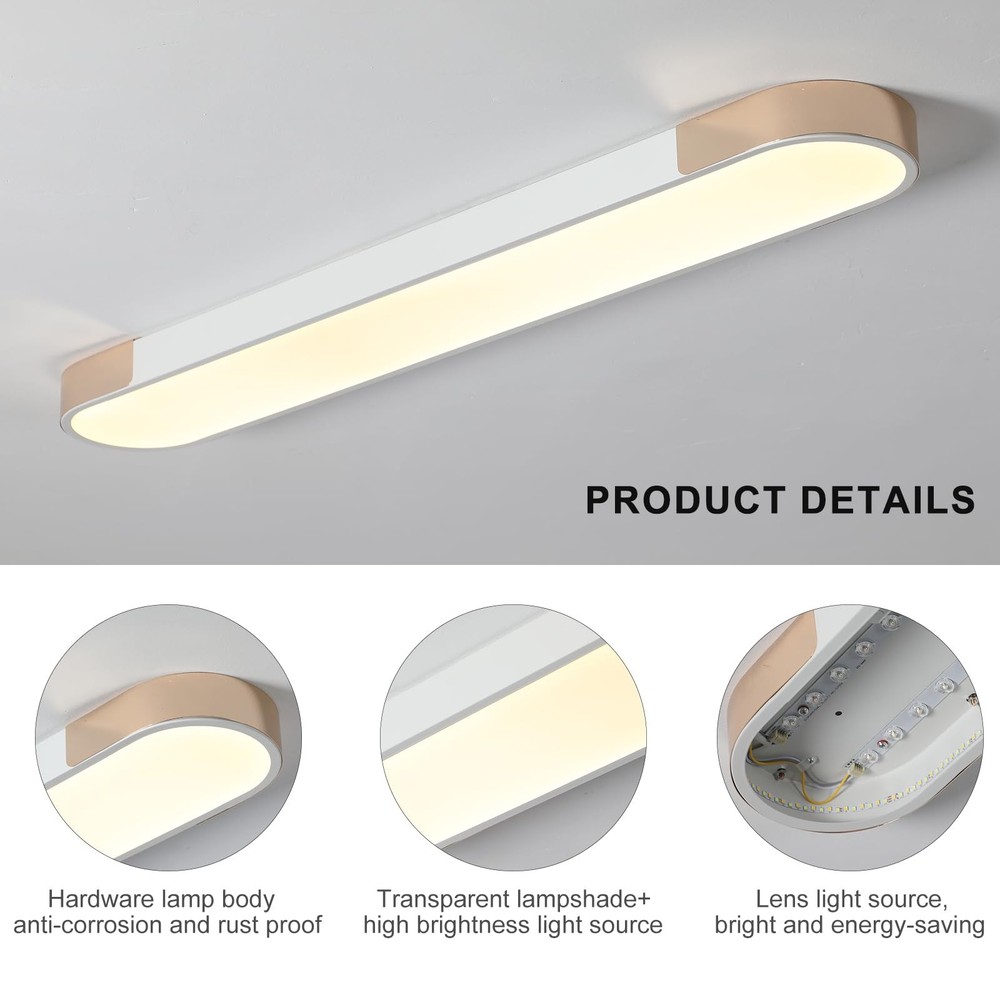 Modern LED Ceiling Light,39.4 Inch Dimmable LED Flush Mount Ceiling Lights,Wh...