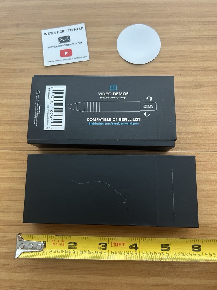 Big Idea Design BID Empty Spare Pen Box - Solid Metal Mini Pen Box w/ Sticker