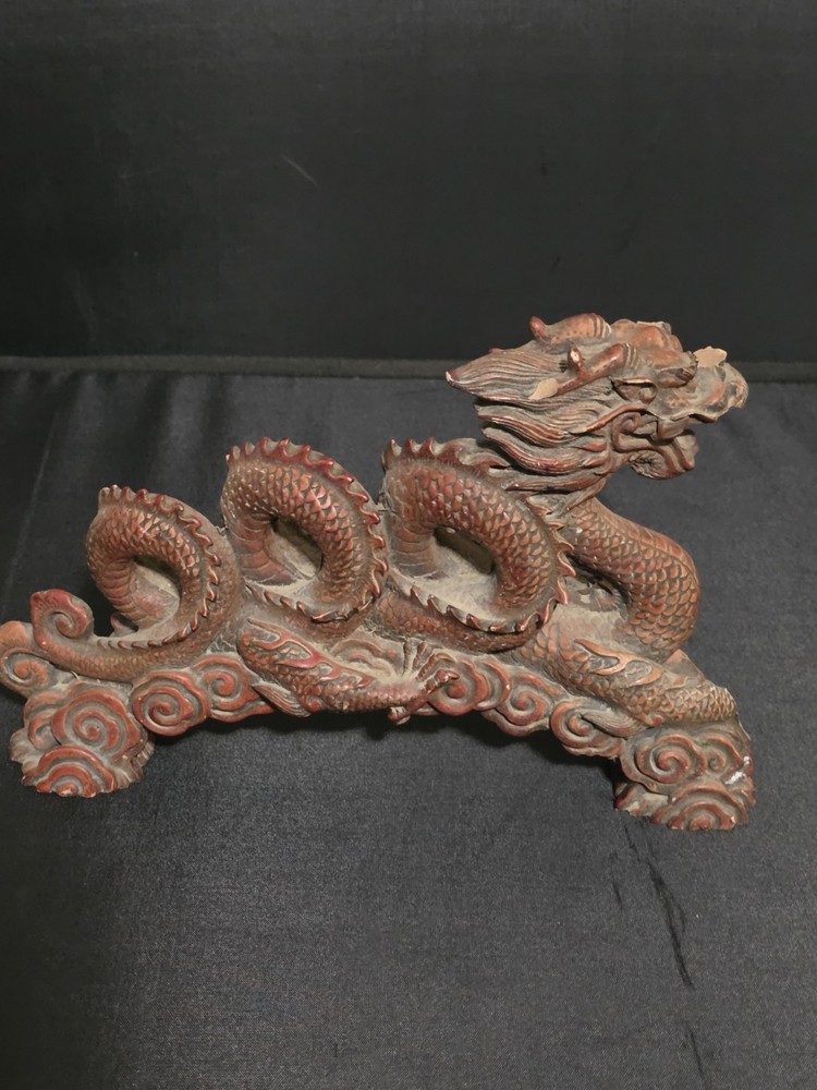 Deep Red Heavy Dragon Statue