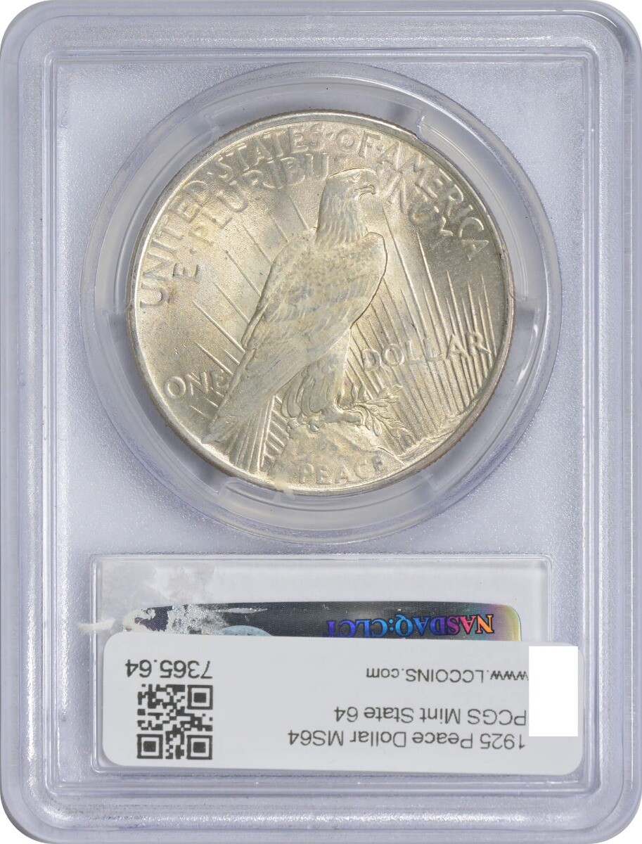1925 Peace Silver Dollar MS64 PCGS