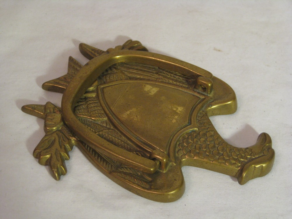 vintage solid brass 6" ornate eagle door knocker metal knock