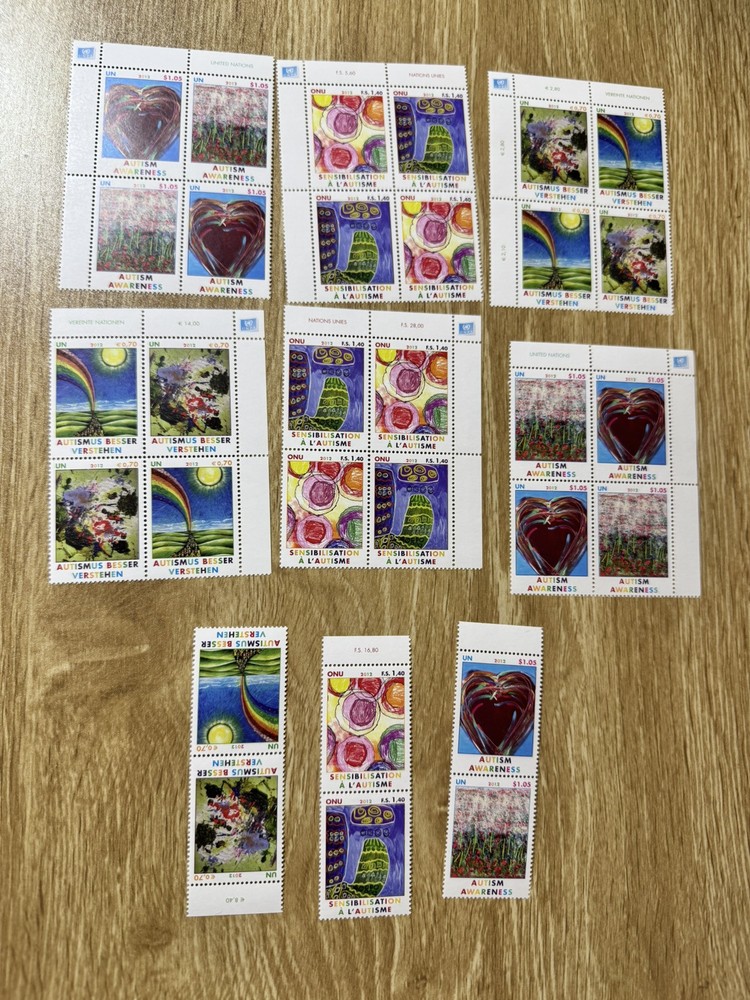 Pack U.N. 2012, AUTISM AWARENESS, INSC. BLKS/6, ALL 3 OFFICES, MNH, NICE!
