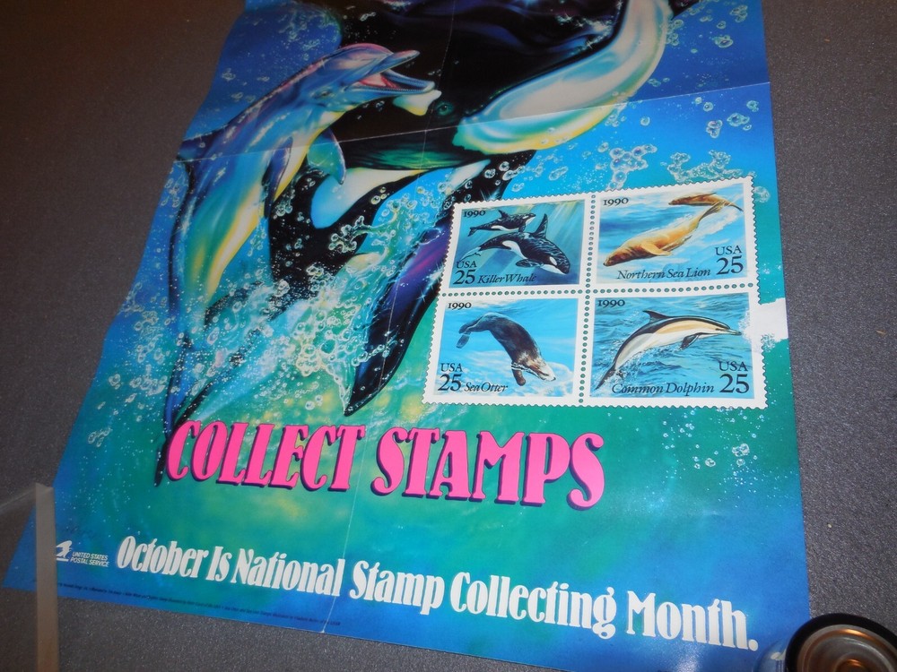 PO1 1990 USPS POSTAGE STAMP POSTERS DOLPHINS SPLASH INTO OCEAN OF FUN VTG