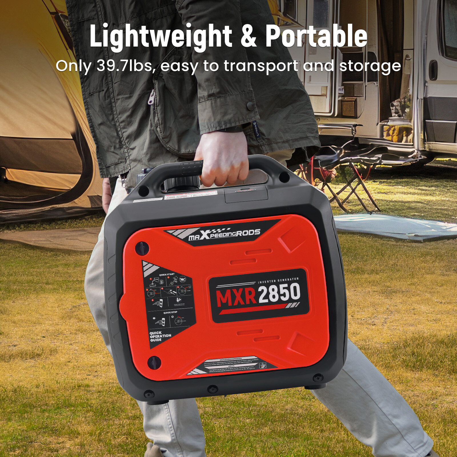 Portable Gas-Powered Inverter Generator 2850W 120V Super Quiet For Camping
