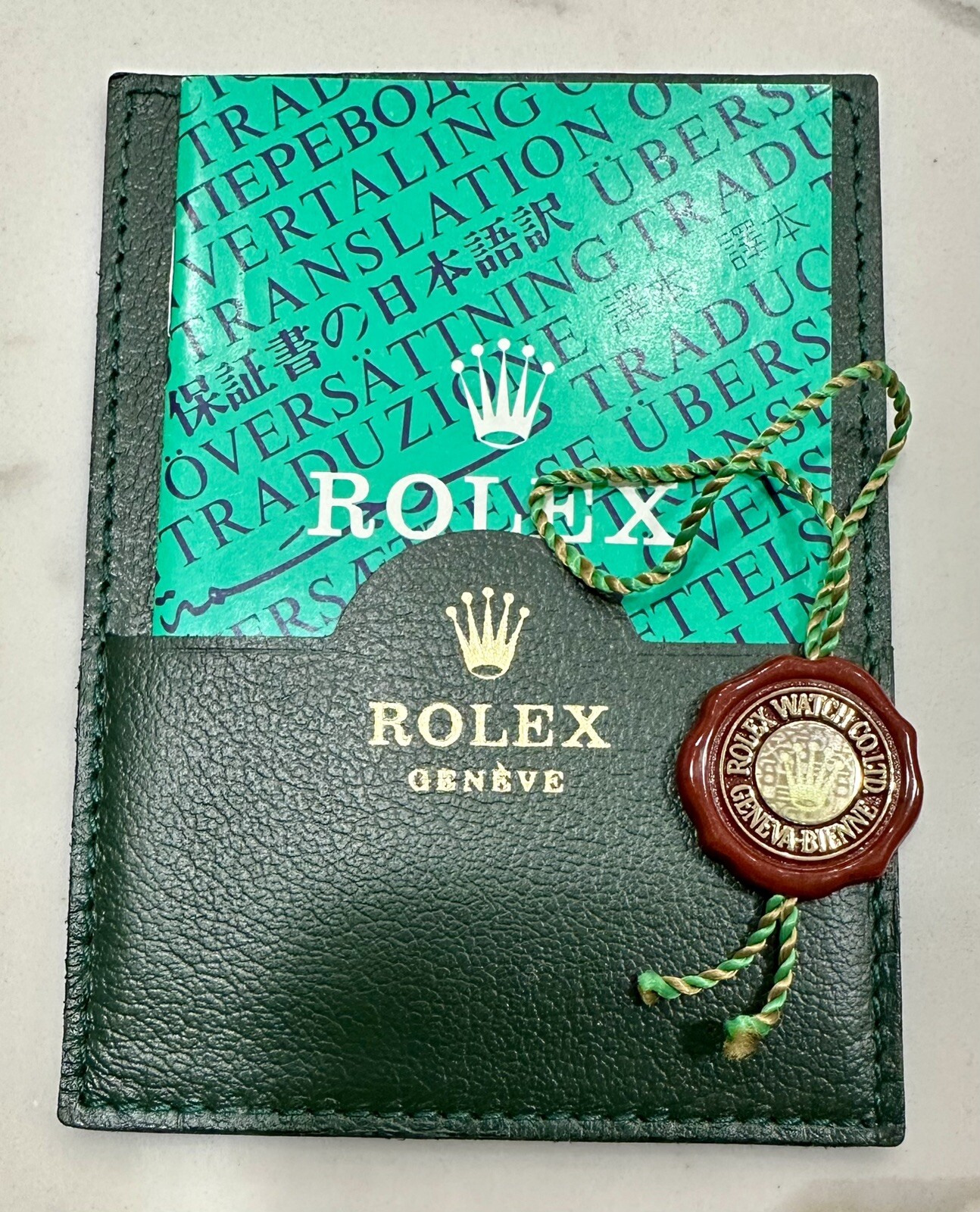 Genuine Rolex Papers Leather Holder Translation Booklet + Red Tag SET 80s-90s