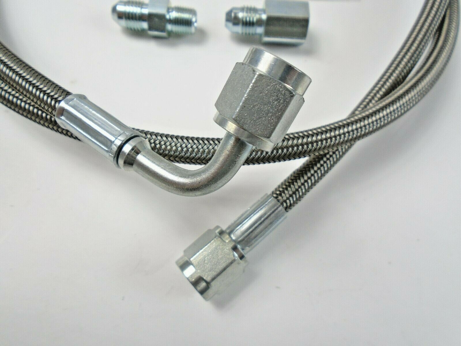 Gauge Line Kit Oil Fuel 48" Pressure Hose Braided 1/8" NPT Str. x 90 -4 AN JIC