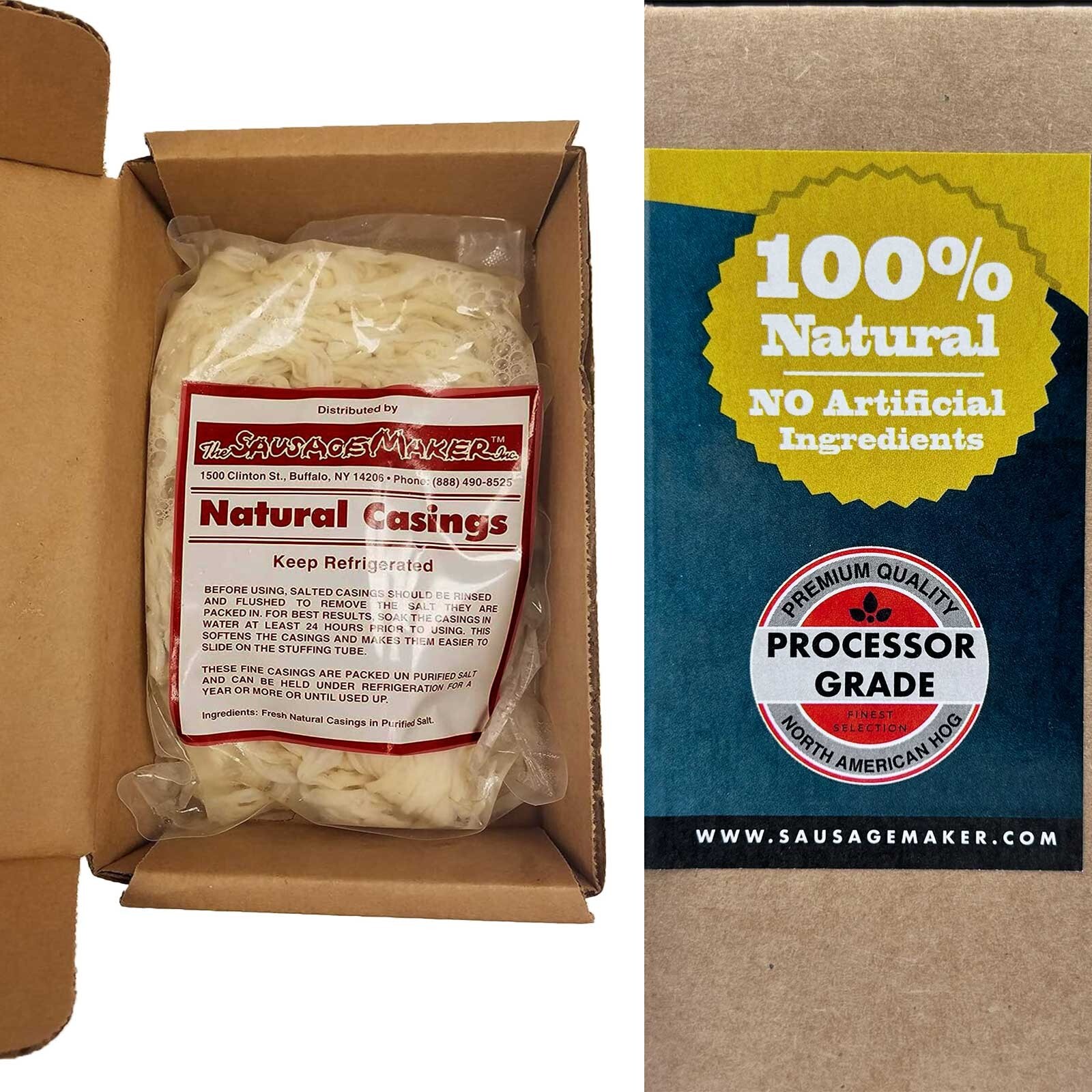 The Sausage Maker Natural Hog Sausage Casings Grade-A Edible Skin Butcher Pack