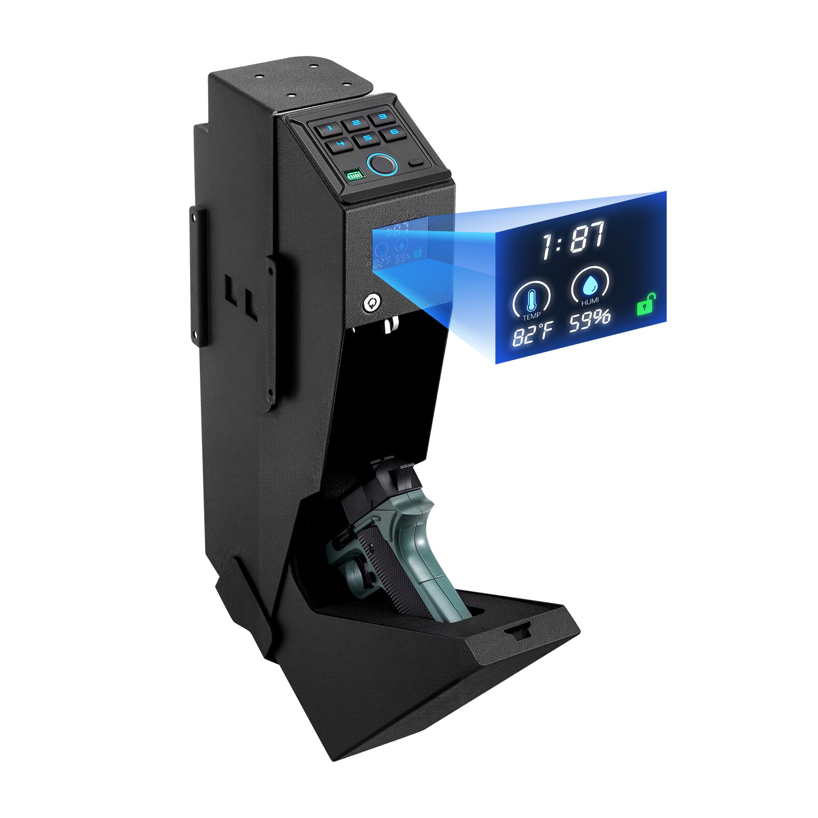 Uimoso Gun Safe Slider w/ Screen Fingerprint/Password/Key for 1 Pistol&Magazine