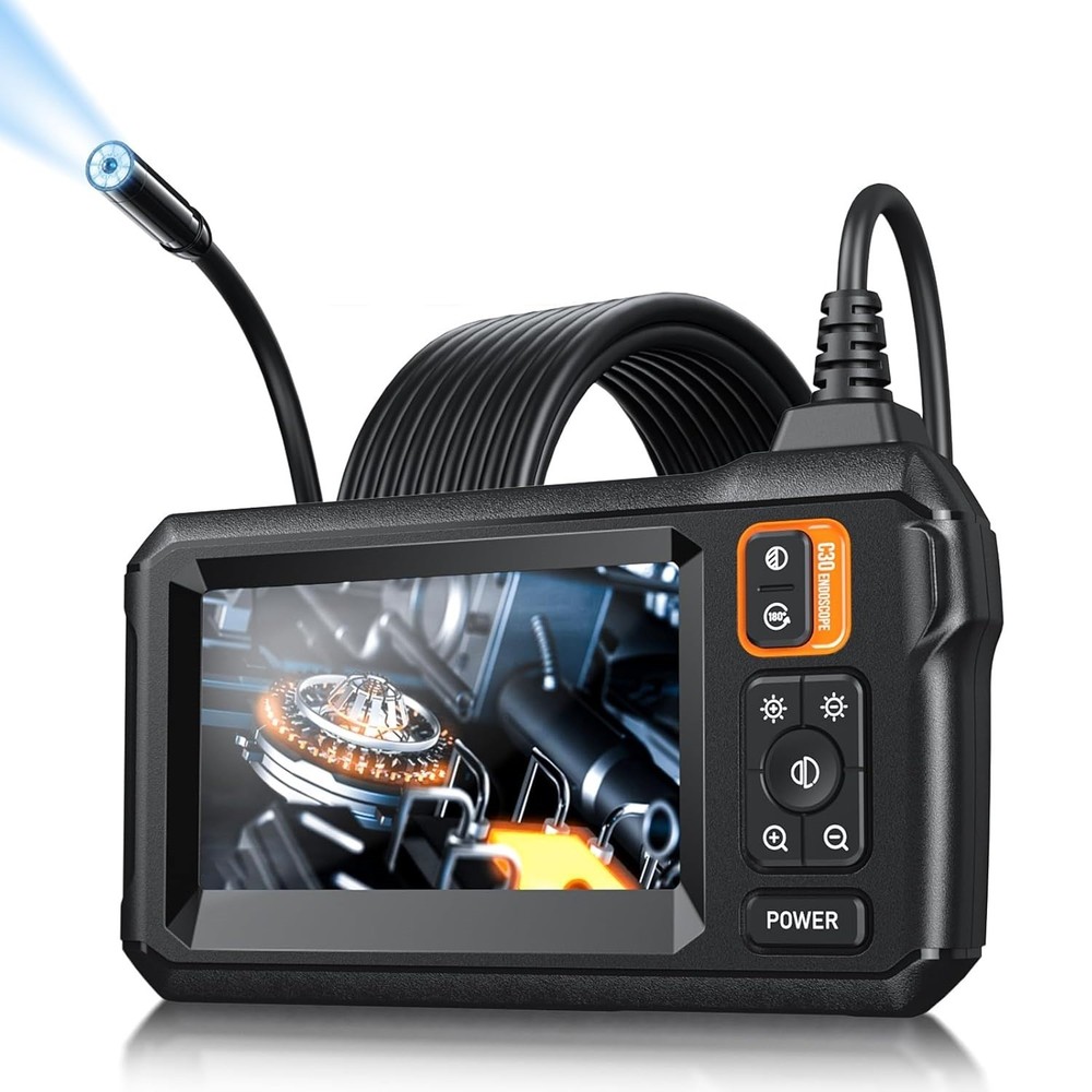 Endoscope Camera +Light Inspection Borescope 4.3" IPS Screen 1920PHD 8LEDS 16.5'