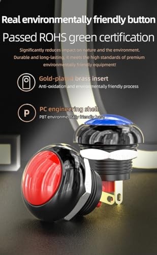 5pcs 12mm Momentary Push Button Switch Mini Round Switch IP68 Waterproof Green